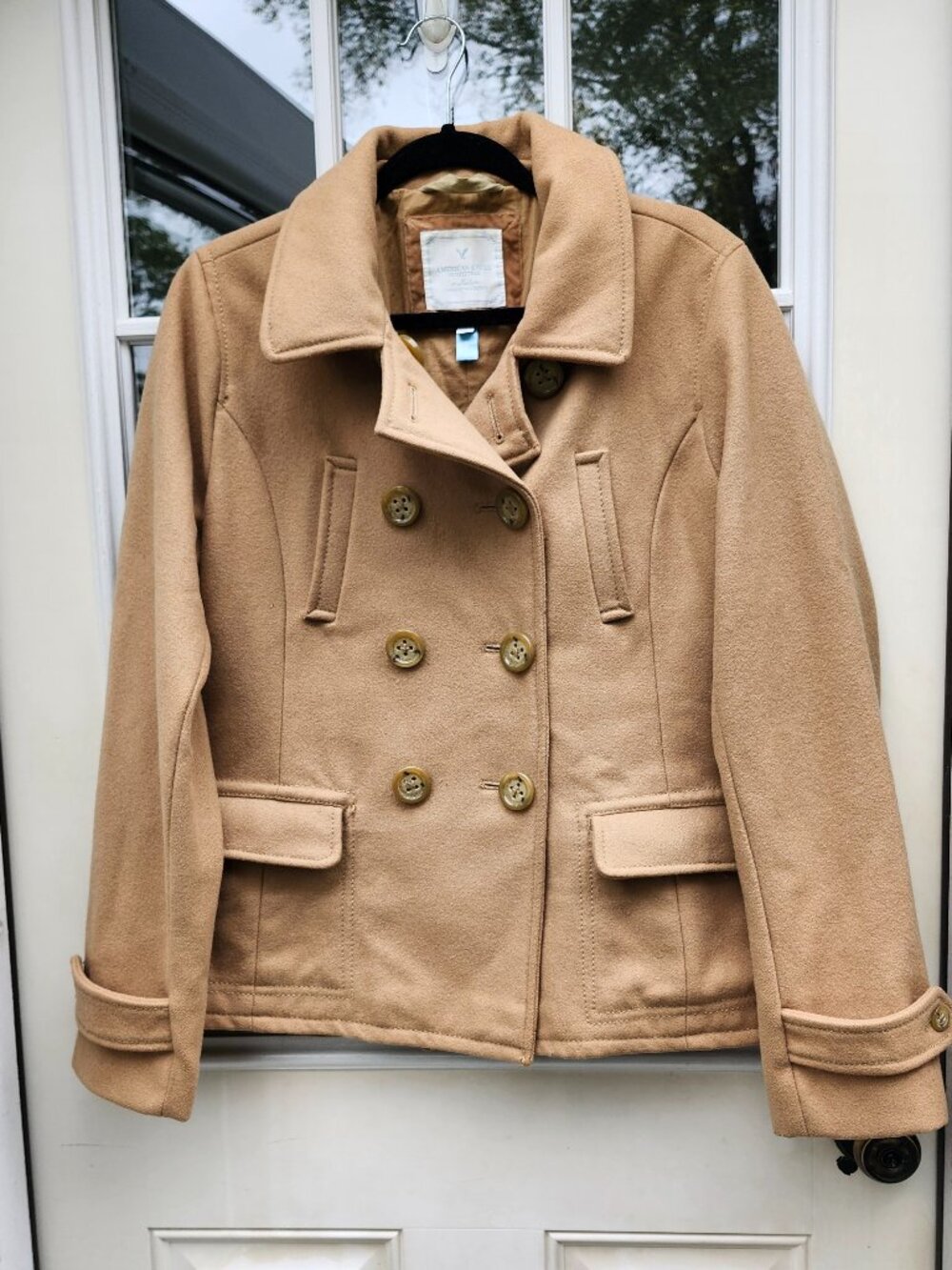 American Eagle Women’s Wool Peacoat XL | Camel/Tan | Heavy Warm Fall Winter Coat